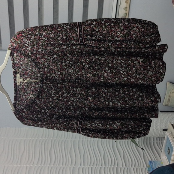 NWT Spring Max Studio Cottagecore Top black Pink Floral print Valentine's Sm - Picture 14 of 16